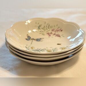 Lenox Butterfly Meadow Herbs Pasta Soup Bowls 8 3/4" Set of 4 Brand New